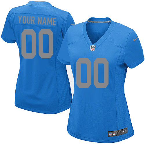 Nike Detroit Lions Customized Blue Stitched Women's NFL Jersey